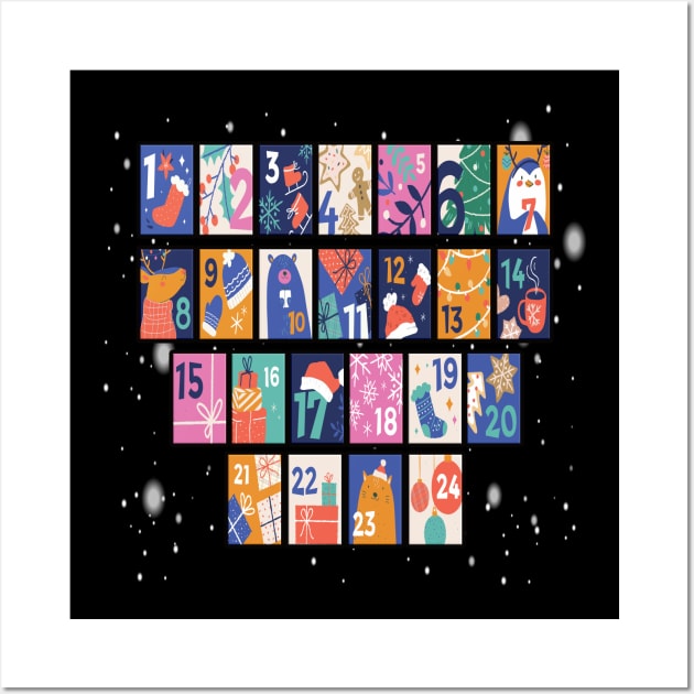 Christmas Advent Calendar Christmas Wall Art by MooonTees